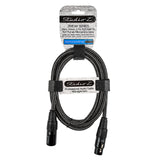 6' Black Woven 3 Pin XLR Male to 3 Pin XLR Female, Microphone Cable (ZMCW-24XMXF-6B)