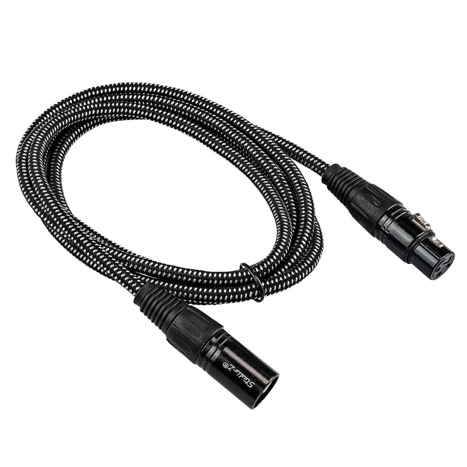 6' Black Woven 3 Pin XLR Male to 3 Pin XLR Female, Microphone Cable (ZMCW-24XMXF-6B)