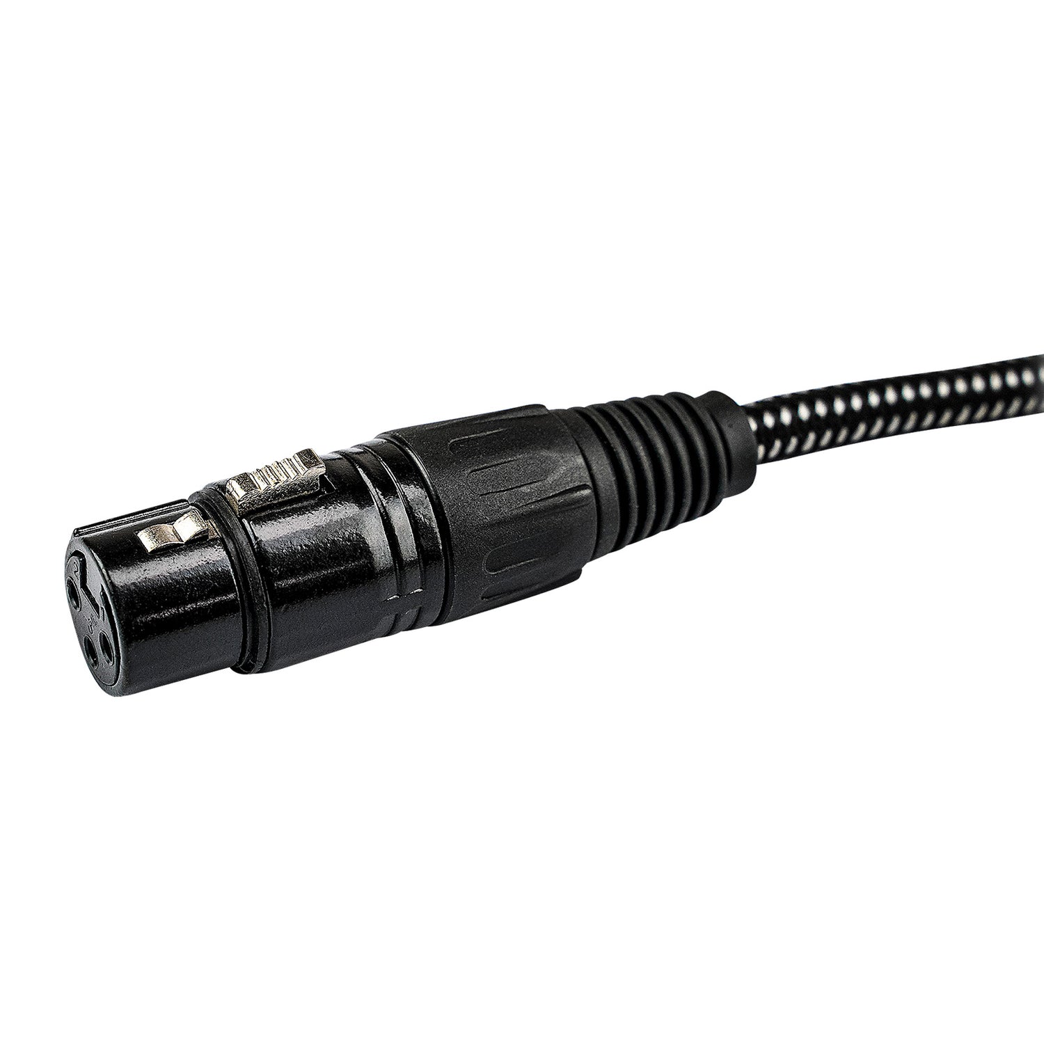 6' Black Woven 3 Pin XLR Male to 3 Pin XLR Female, Microphone Cable (ZMCW-24XMXF-6B)