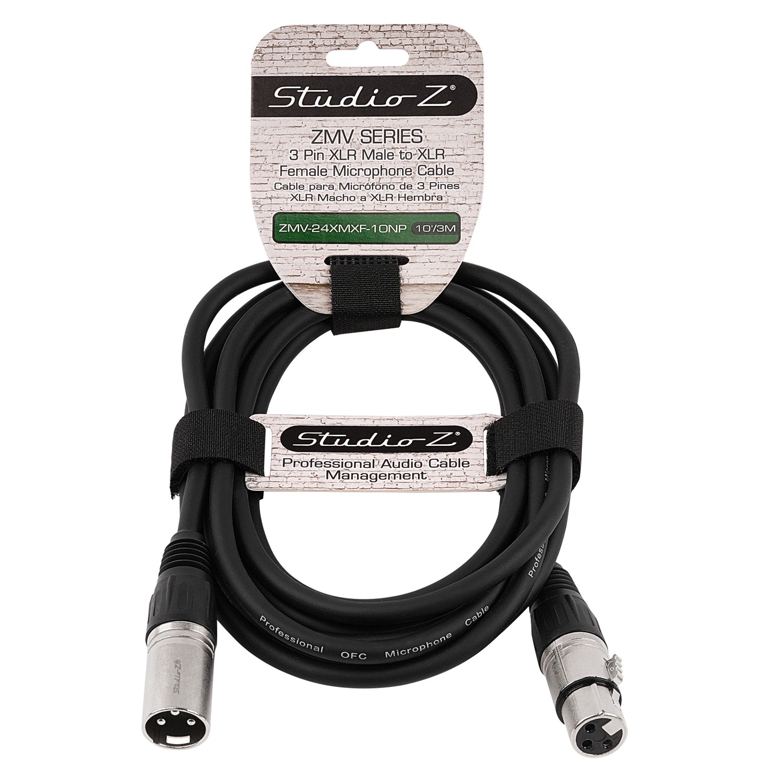 10' 3 Pin XLR Male to XLR Female Microphone Cable (ZMV-24XMXF-10NP)