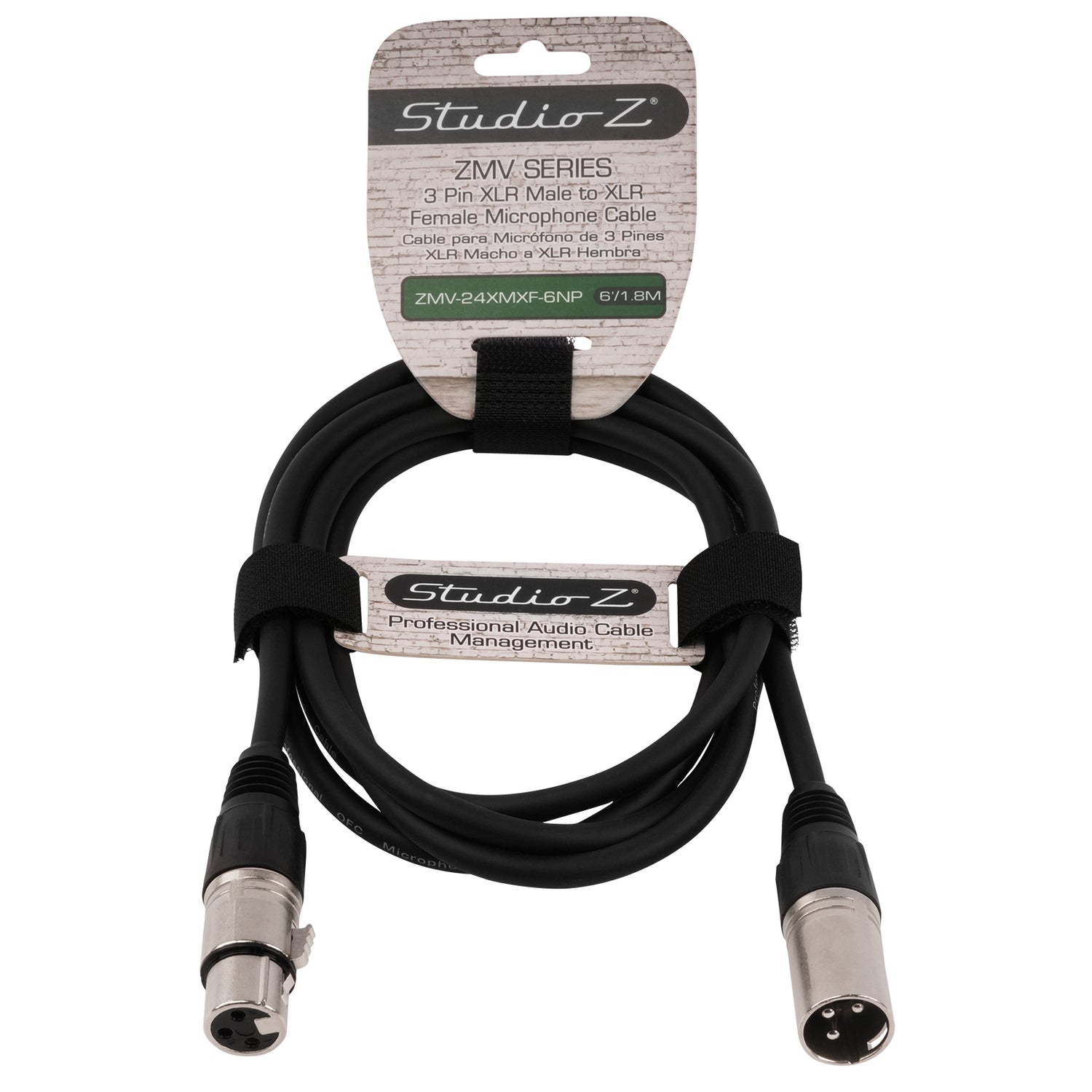 6' 3 Pin XLR Male to XLR Female Microphone Cable (ZMV-24XMXF-6NP)