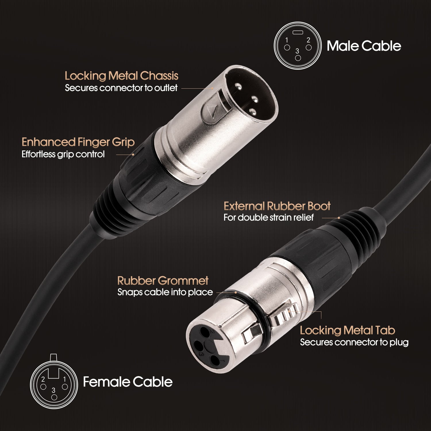 6' 3 Pin XLR Male to XLR Female Microphone Cable (ZMV-24XMXF-6NP)