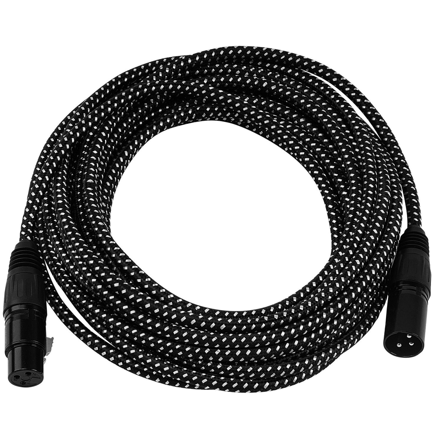 25' Black Woven 3 Pin XLR Male to XLR Female Microphone Cable (ZMVW-24XMXF-25B)