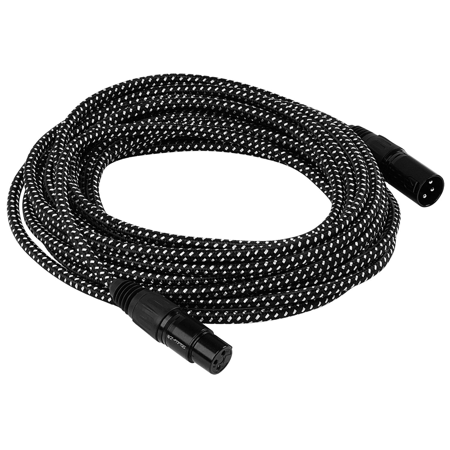 25' Black Woven 3 Pin XLR Male to XLR Female Microphone Cable (ZMVW-24XMXF-25B)