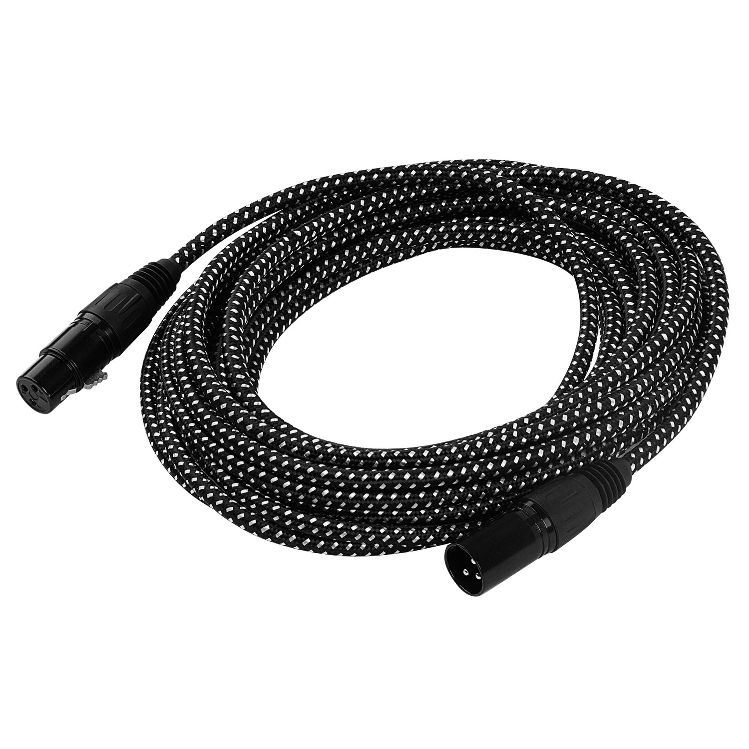 25' Black Woven 3 Pin XLR Male to XLR Female Microphone Cable (ZMVW-24XMXF-25B)
