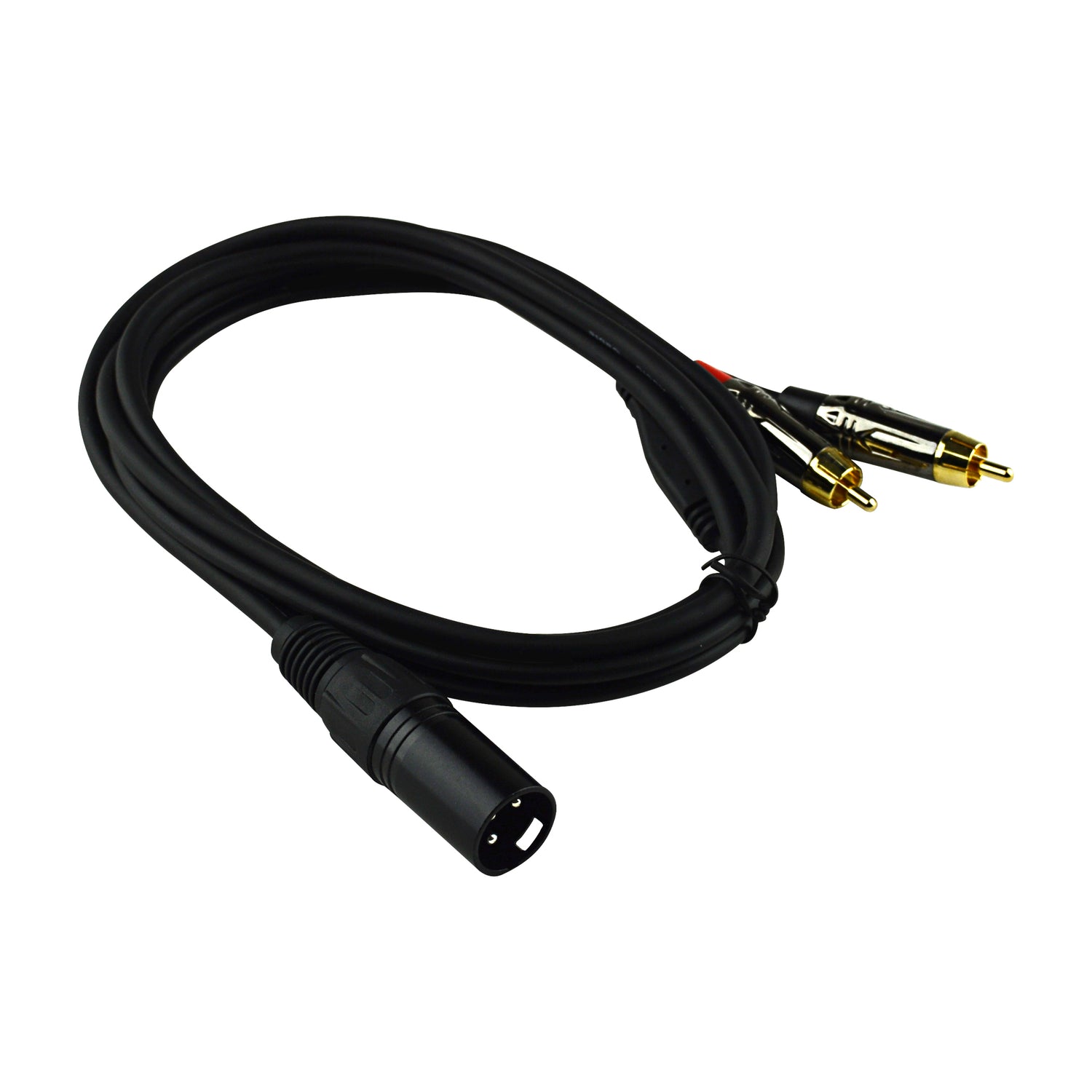 5' Y-Adapter 3 Pin XLR Male Dual RCA Cable (ZP-Y24XMPRCA-5)