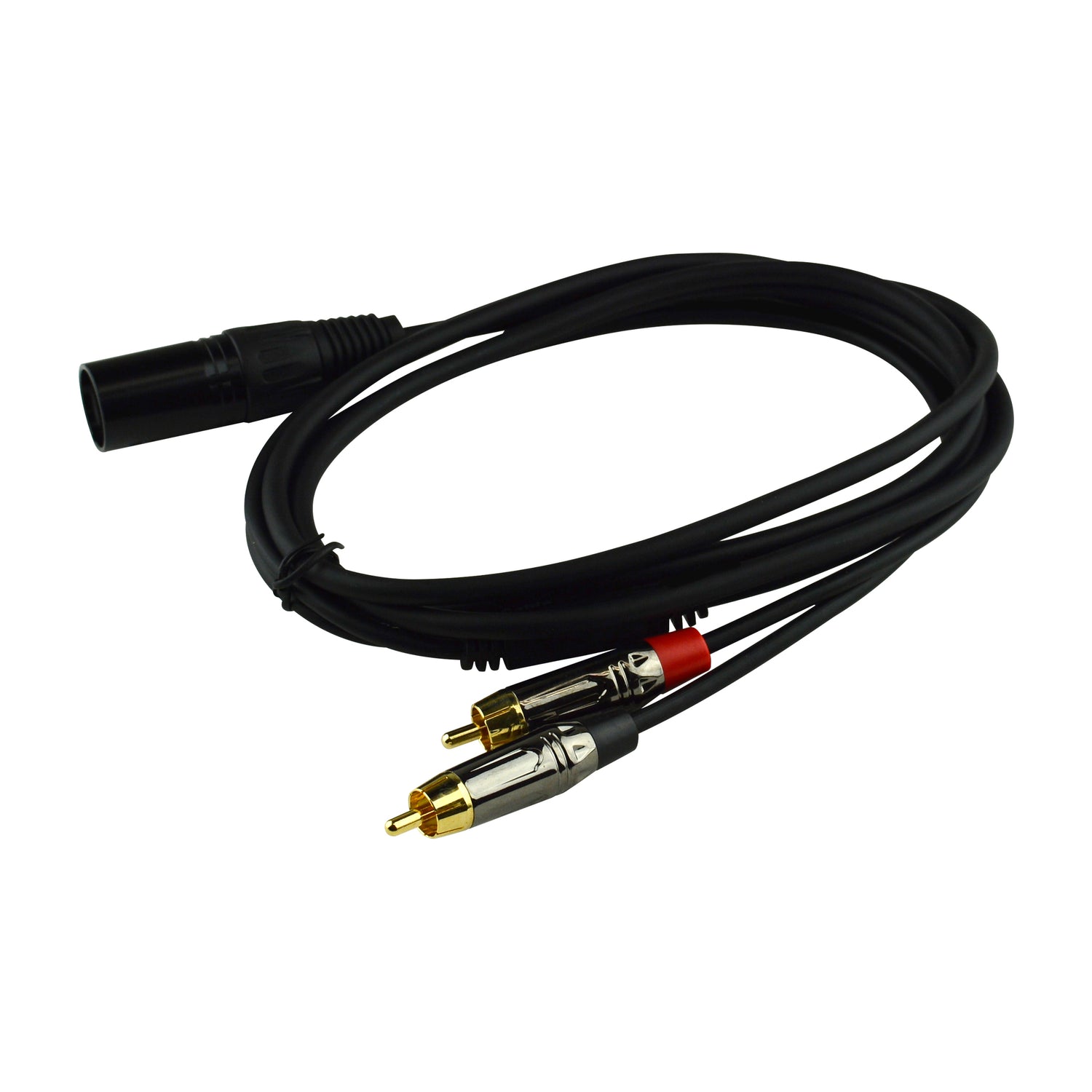 5' Y-Adapter 3 Pin XLR Male Dual RCA Cable (ZP-Y24XMPRCA-5)