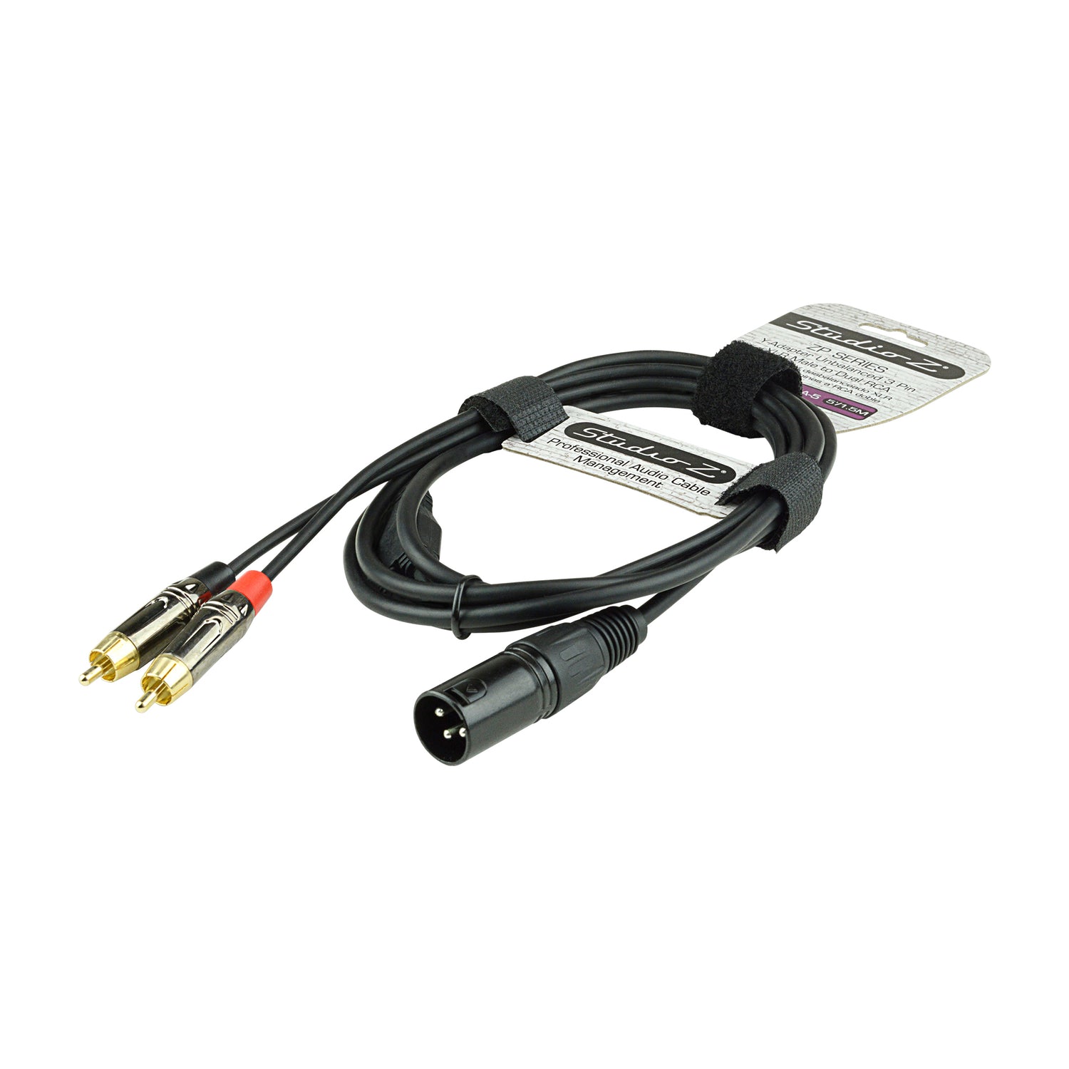 5' Y-Adapter Unbalanced 3 Pin XLR Male to Dual RCA cable (ZP-Y24XUDRCA-5)