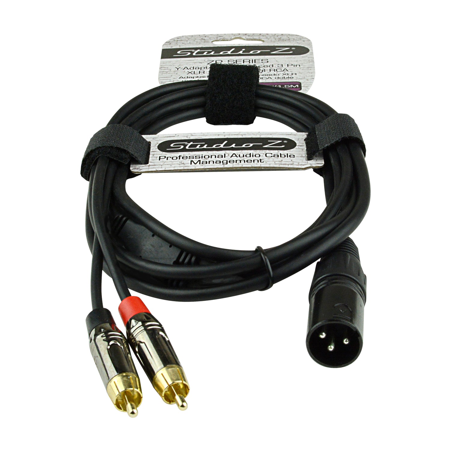 5' Y-Adapter Unbalanced 3 Pin XLR Male to Dual RCA cable (ZP-Y24XUDRCA-5)