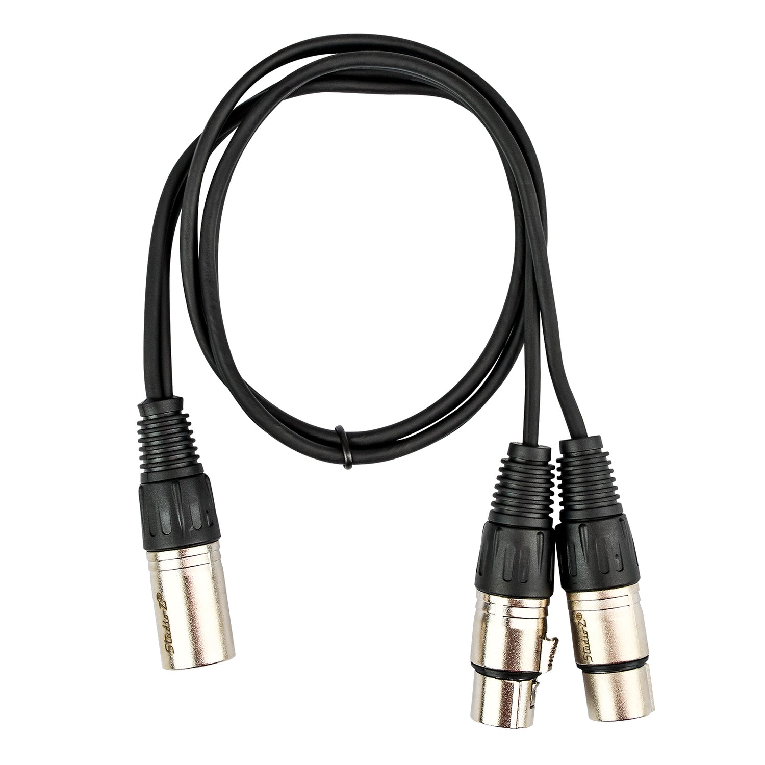 3' Y-Adapter 3 Pin XLR Male to Dual 3 Pin XLR Female Cable (ZP-YXLRMXLRFD-3)