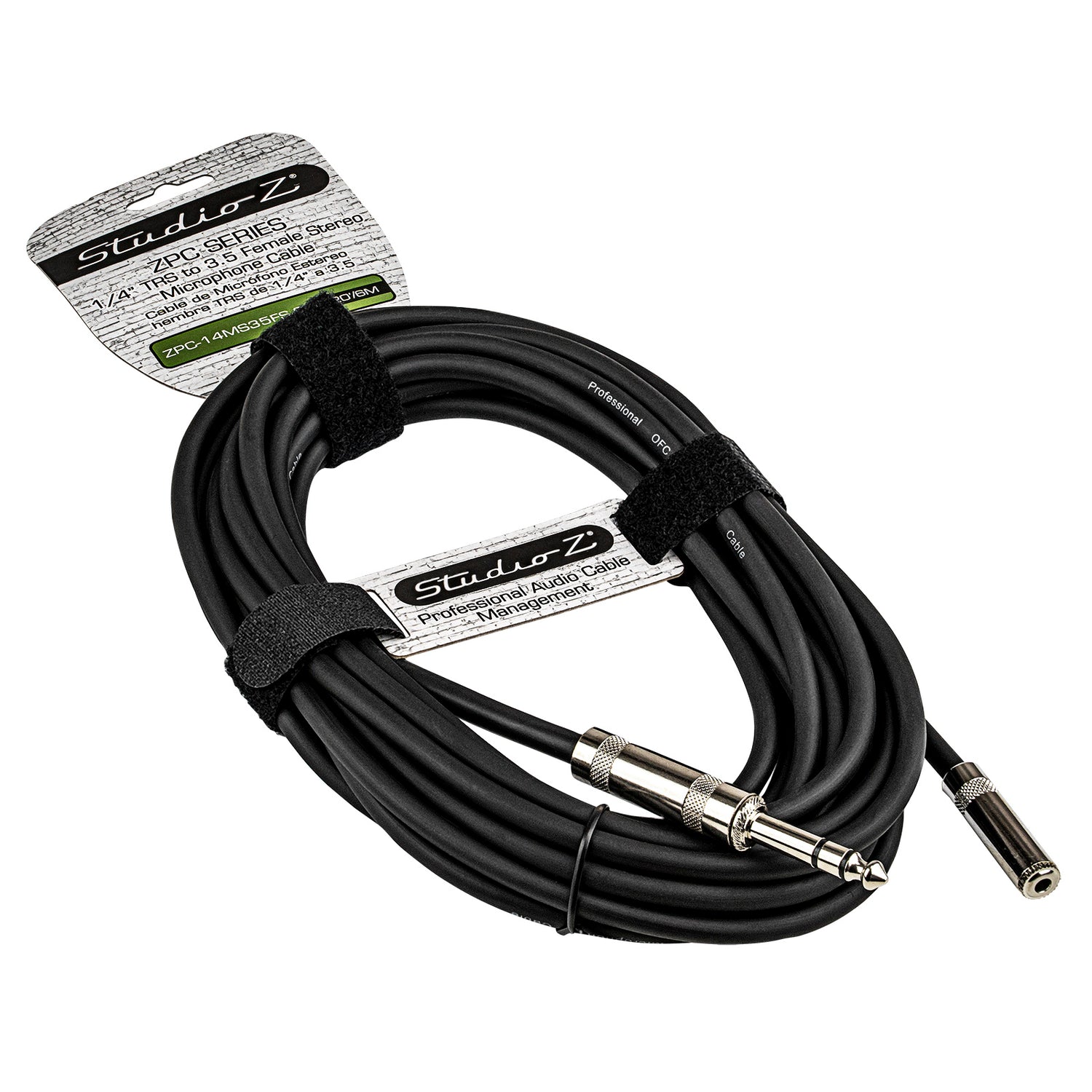 20' 1/4” Plug to Female 3.5mm Stereo Cable (ZPC-14MS35FS-20)