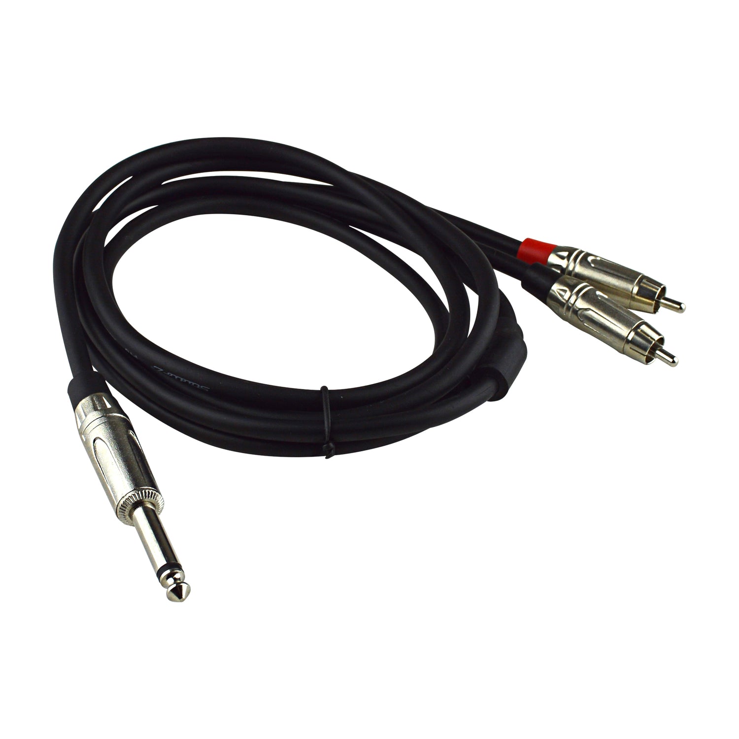 6' Dual RCA Male to 1/4” Male Pro Audio Cable (ZPC-20RCA14M-6)