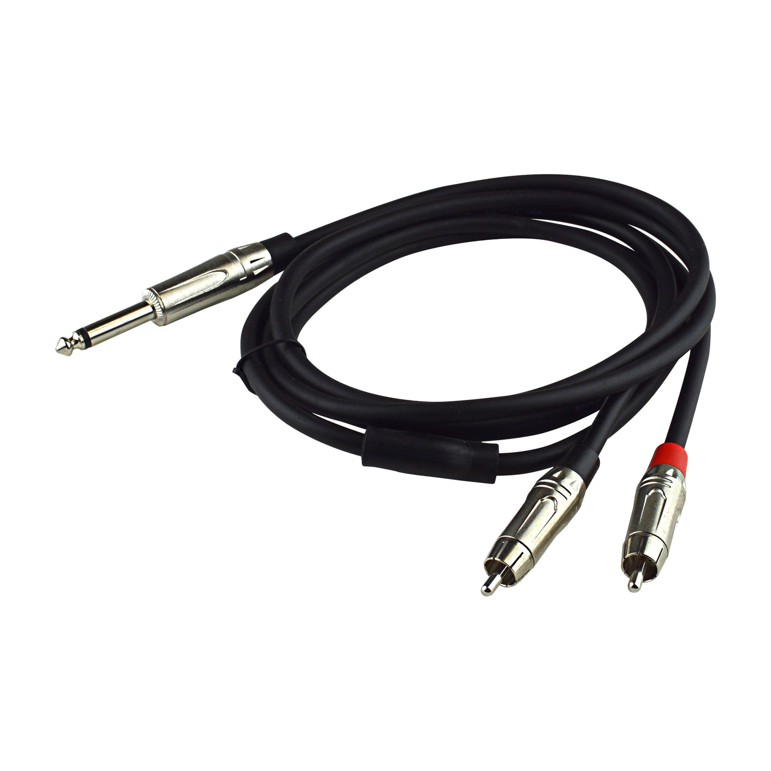 6' Dual RCA Male to 1/4” Male Pro Audio Cable (ZPC-20RCA14M-6)