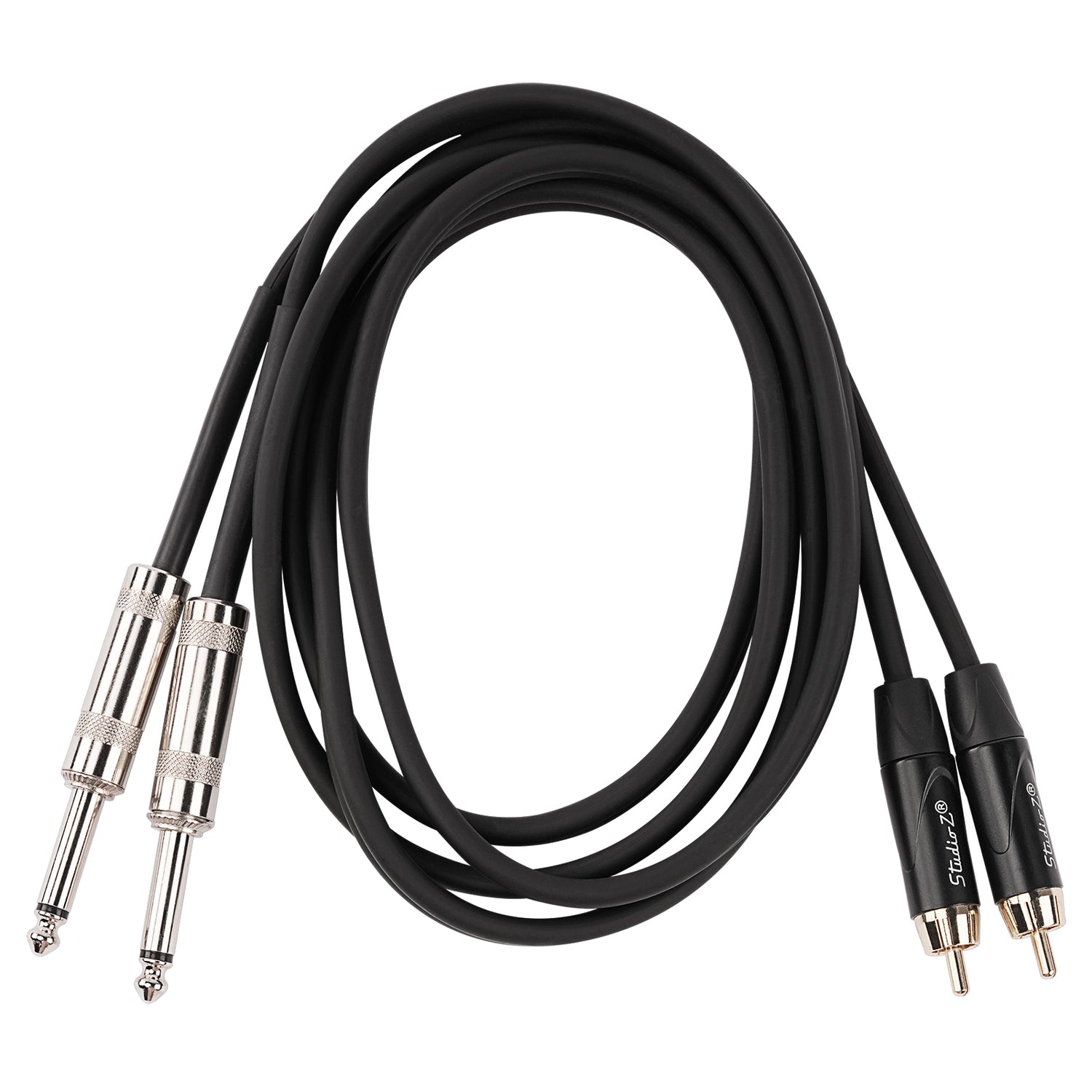 6' Dual RCA Male Plug to Dual 1⁄4” Male Plug (ZPC-24RCAD14-6)