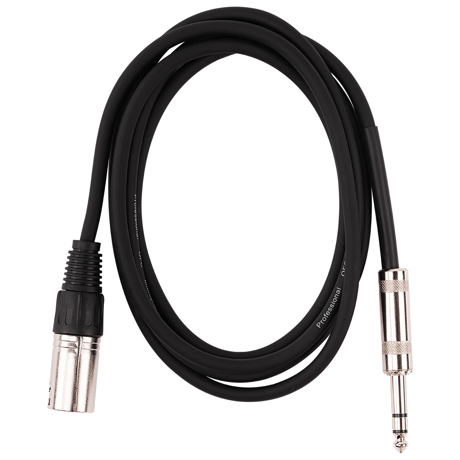 6' 3 Pin XLR Male to 1/4” TRS Stereo Male Plug Microphone Cable (ZPC-24XM14S-6)