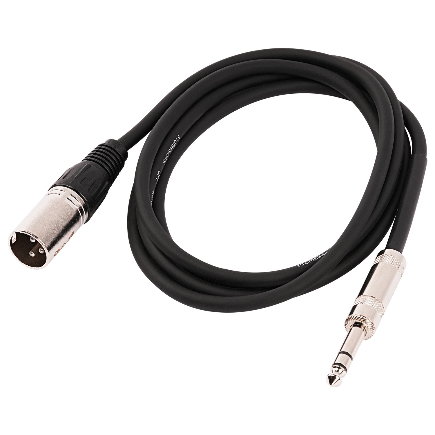 6' 3 Pin XLR Male to 1/4” TRS Stereo Male Plug Microphone Cable (ZPC-24XM14S-6)