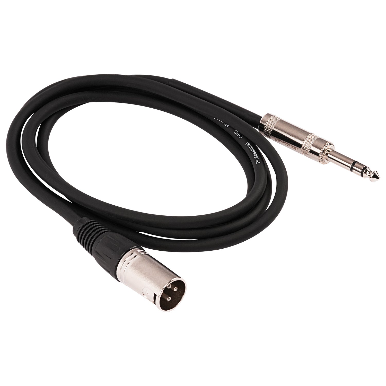 6' 3 Pin XLR Male to 1/4” TRS Stereo Male Plug Microphone Cable (ZPC-24XM14S-6)