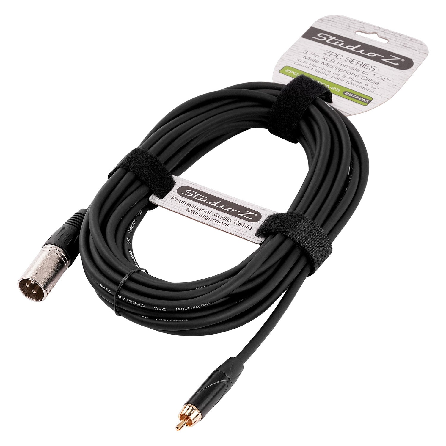 25' 3 Pin XLR Female to RCA Male Plug, Microphone Cable (ZPC-24XMRCA-25)