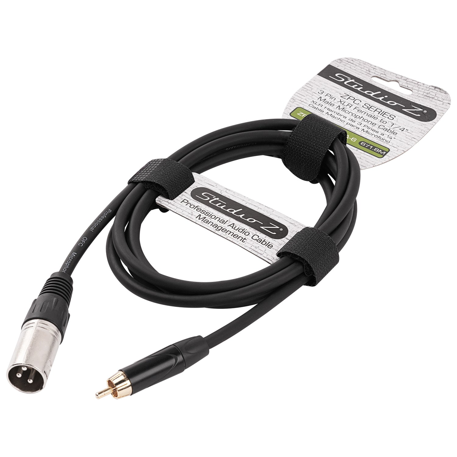 6' 3 Pin XLR Female to RCA Male Plug, Microphone Cable (ZPC-24XMRCA-6)