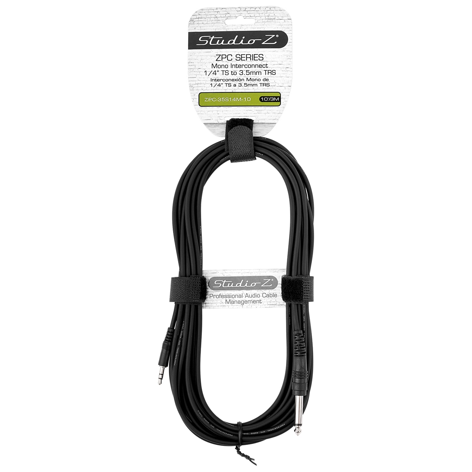 10' Mono Interconnect 1/4” TS to 3.5mm TRS Audio Cable (ZPC-35S14M-10)