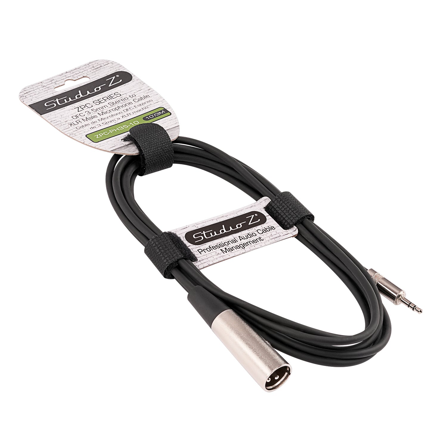 10' OFC 3.5mm Stereo to XLR Male Microphone Cable (ZPC-PH35-10)