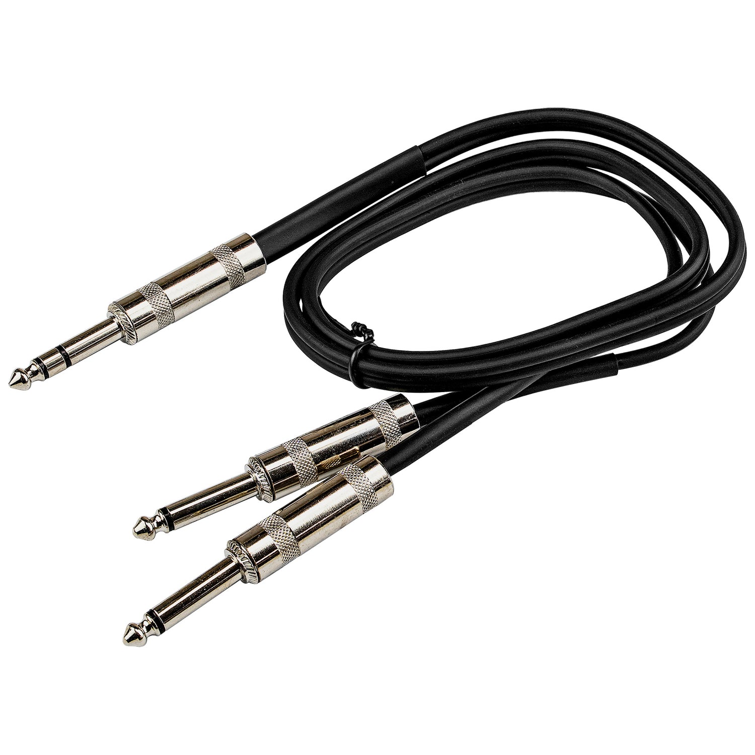 3' Y-Adapter 1/4” TRS Stereo Male to Dual 1/4” Male Pro Audio Cable (ZPC-Y14S14DMN-3)