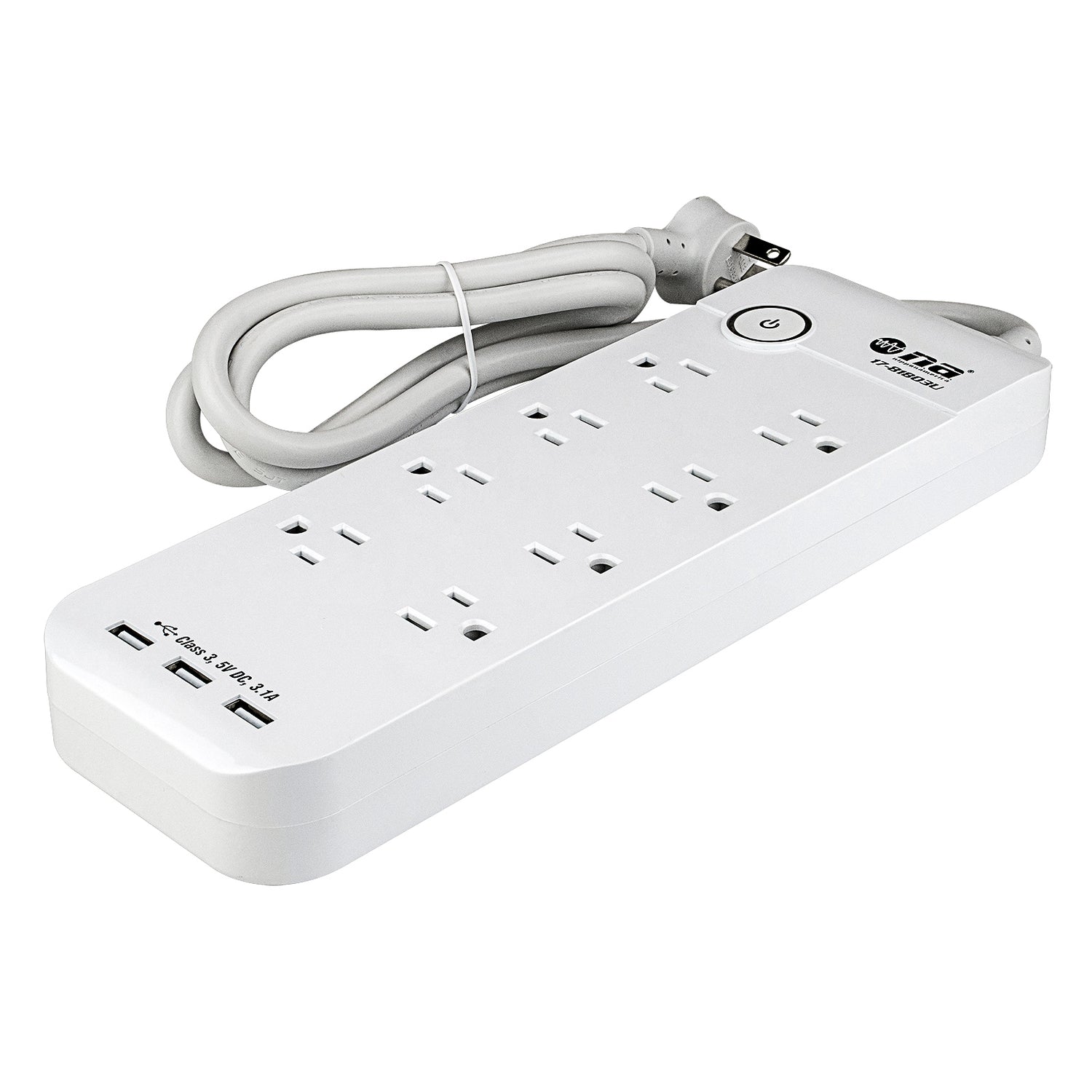 8 Outlets AC Power Strip with Triple USB Ports (17-81803U)