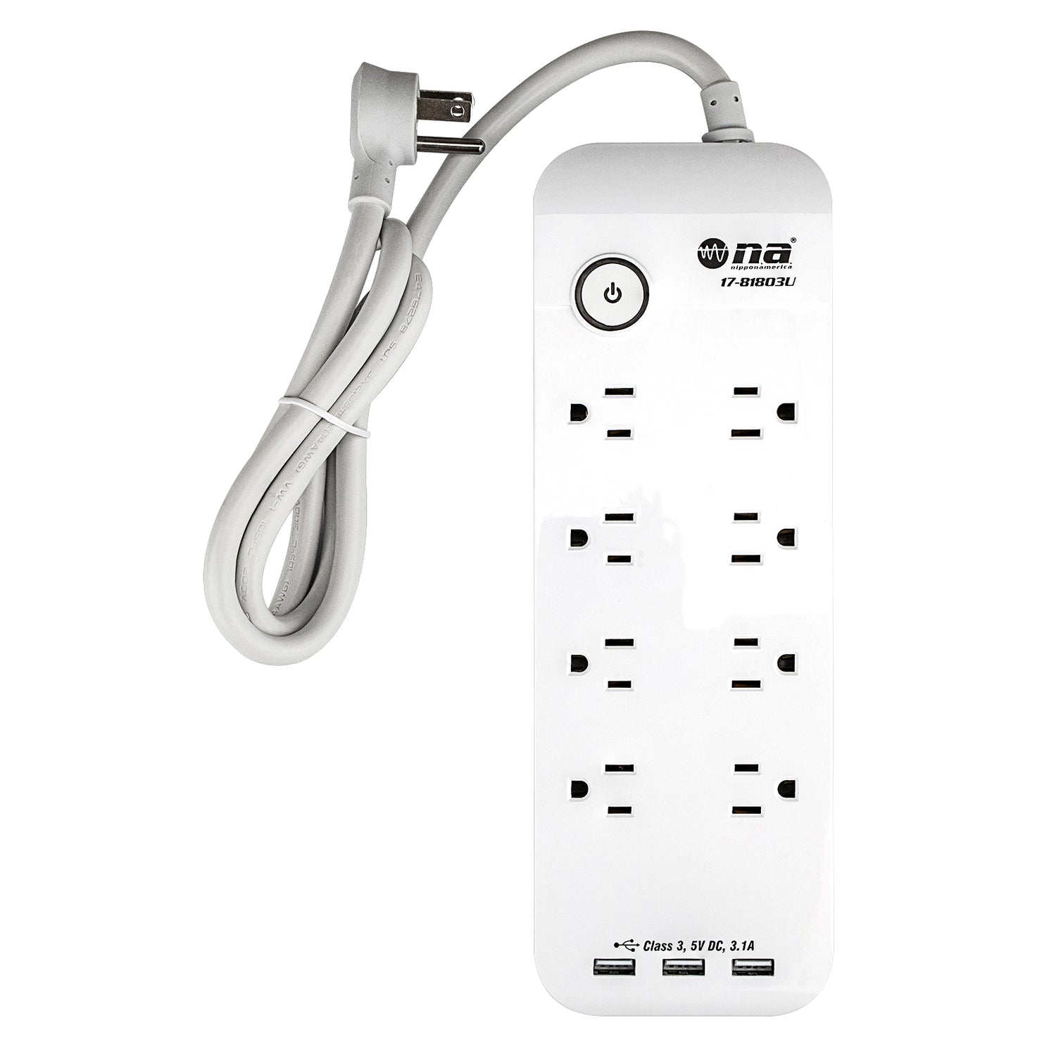 8 Outlets AC Power Strip with Triple USB Ports (17-81803U)