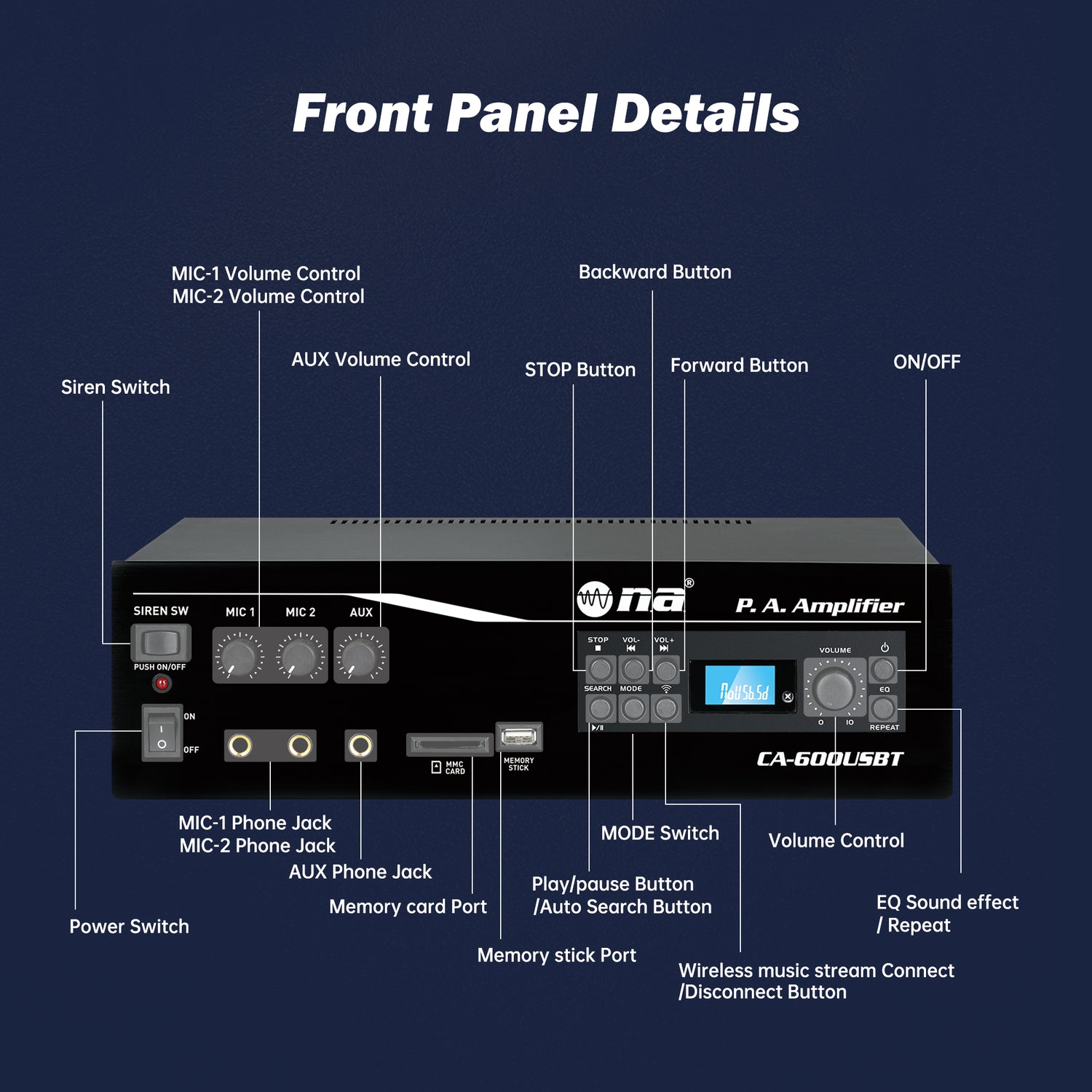 P.A. Amplifier with Bluetooth (CA-600USBT)