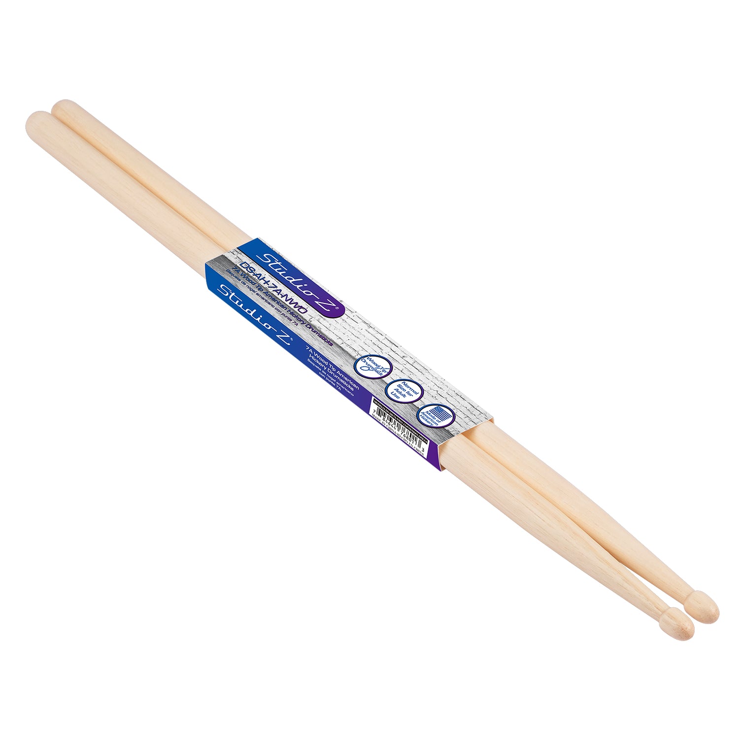 American Hickory Drumsticks, 7A Nylon Tip (DS-AH-7A-NWO)