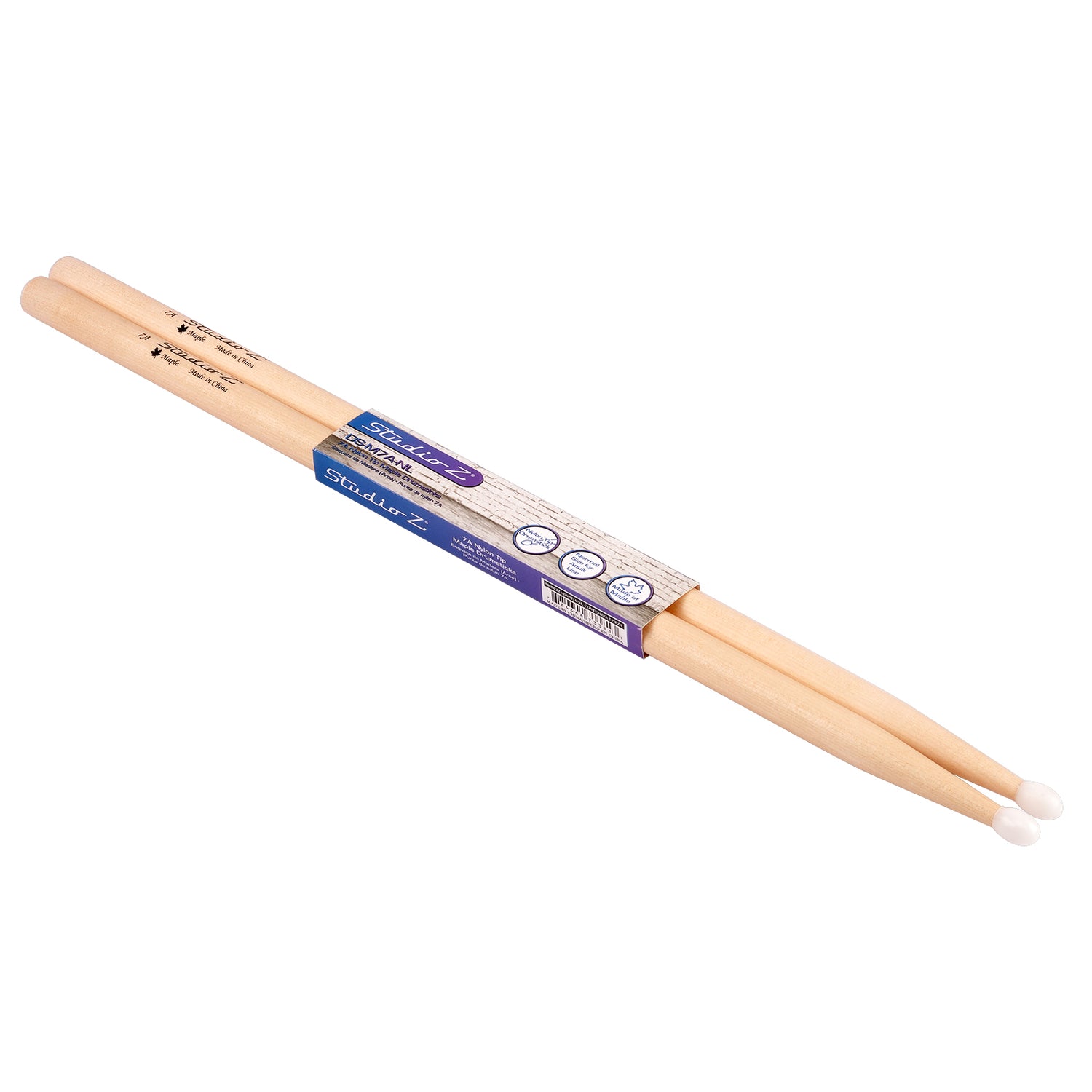 Maple Drumsticks, 7A Nylon Tip (DS-M7A-NL)