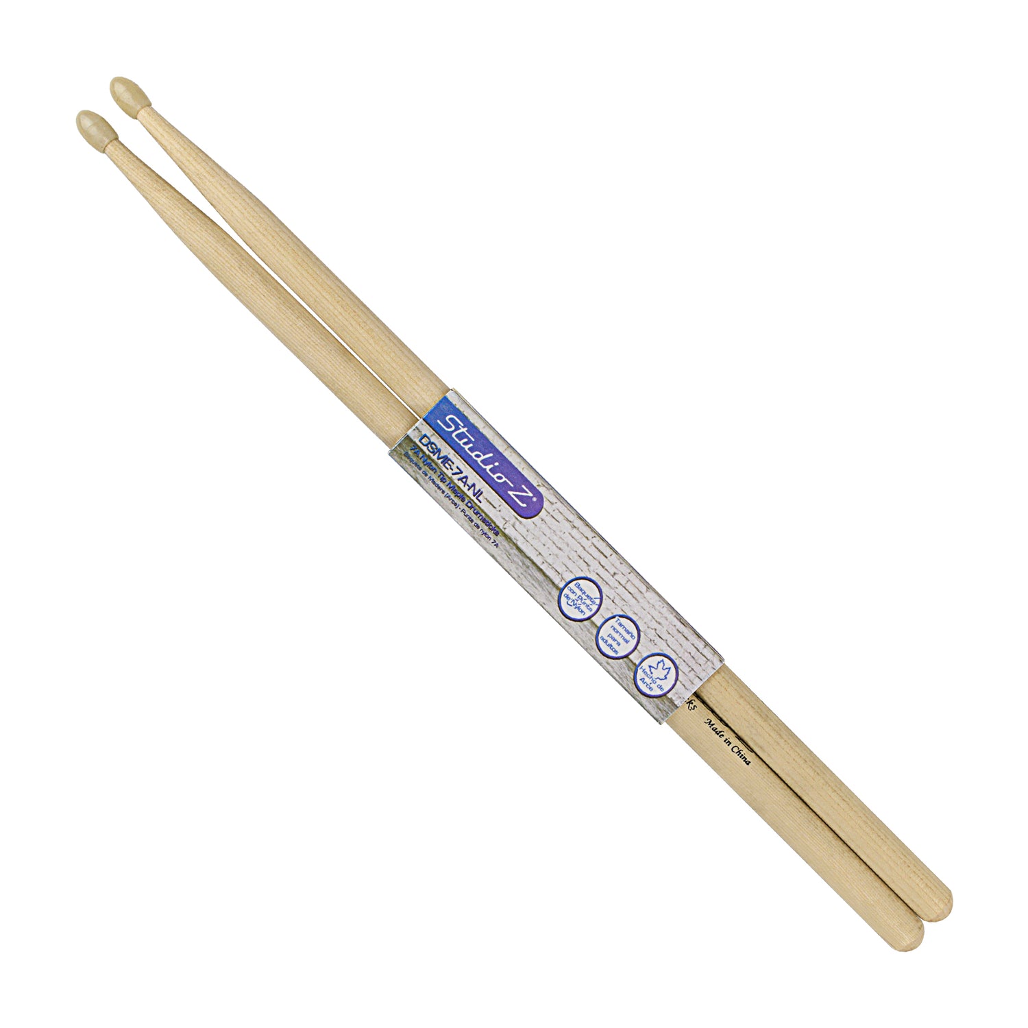 Maple Drumsticks, 7A Nylon Tip (DSME-7A-NL)