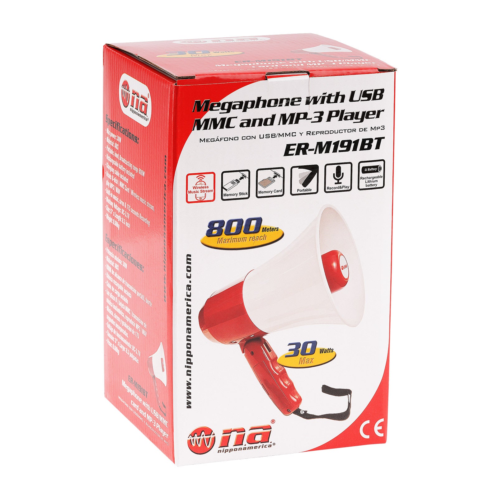 Megaphone with USB/MMC Card and MP-3 Player (ER-M191BT