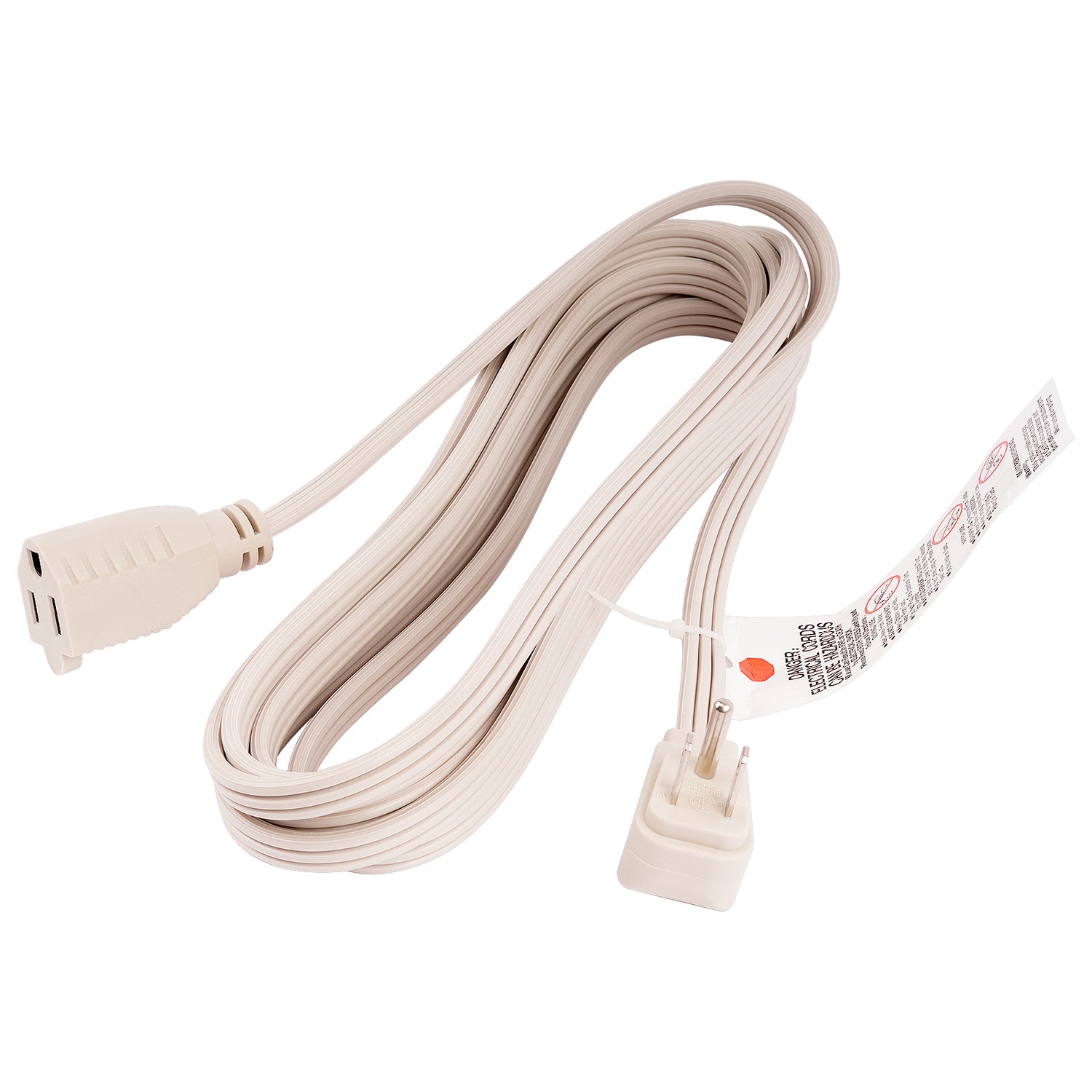 12’ Flat Cable with Flat Plug Extension Cord (EX-FLT316-12IVO)