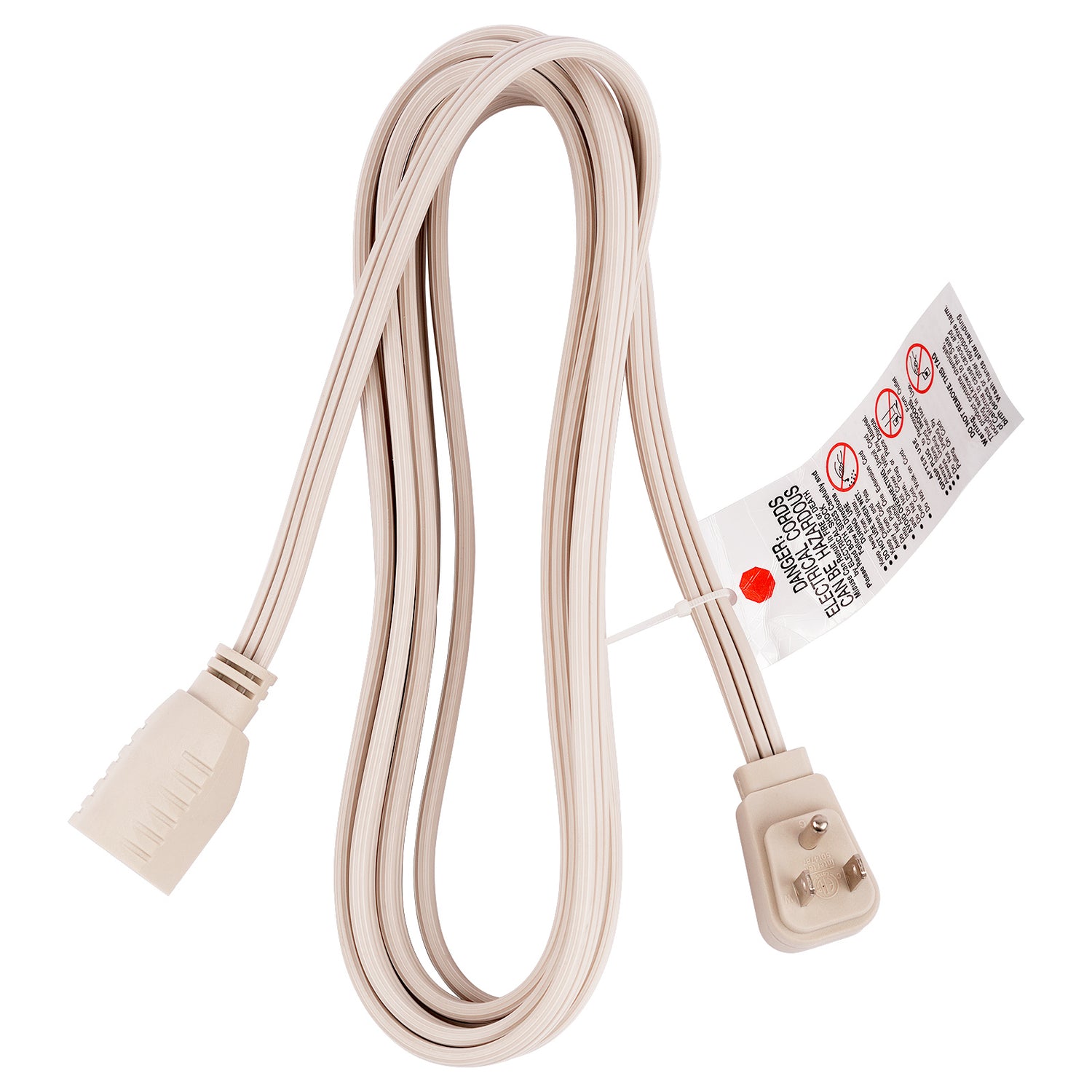 12’ Flat Cable with Flat Plug Extension Cord (EX-FLT316-12IVO)