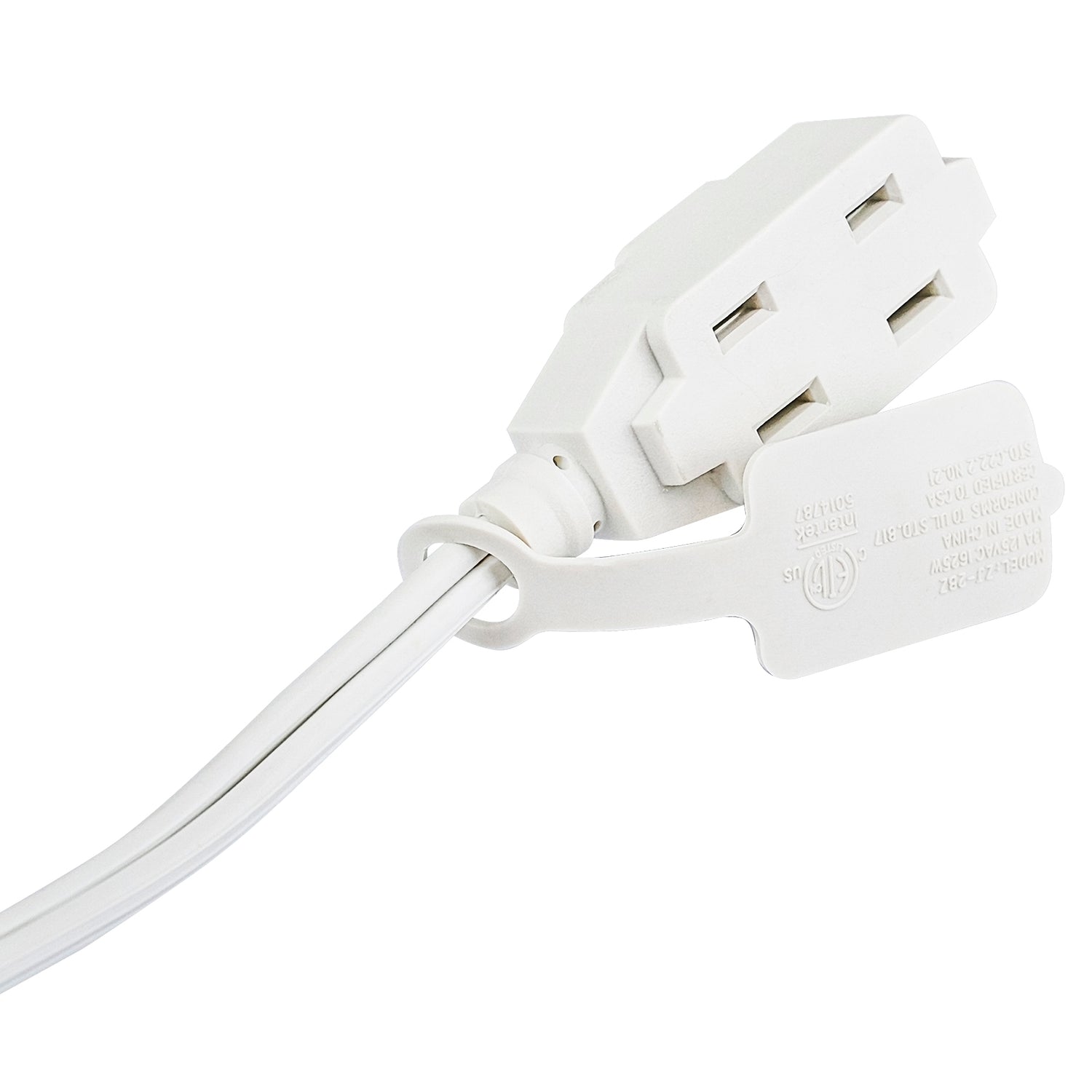 12’ Flat Plug Extension Cord (EX-ID216-12WHT)