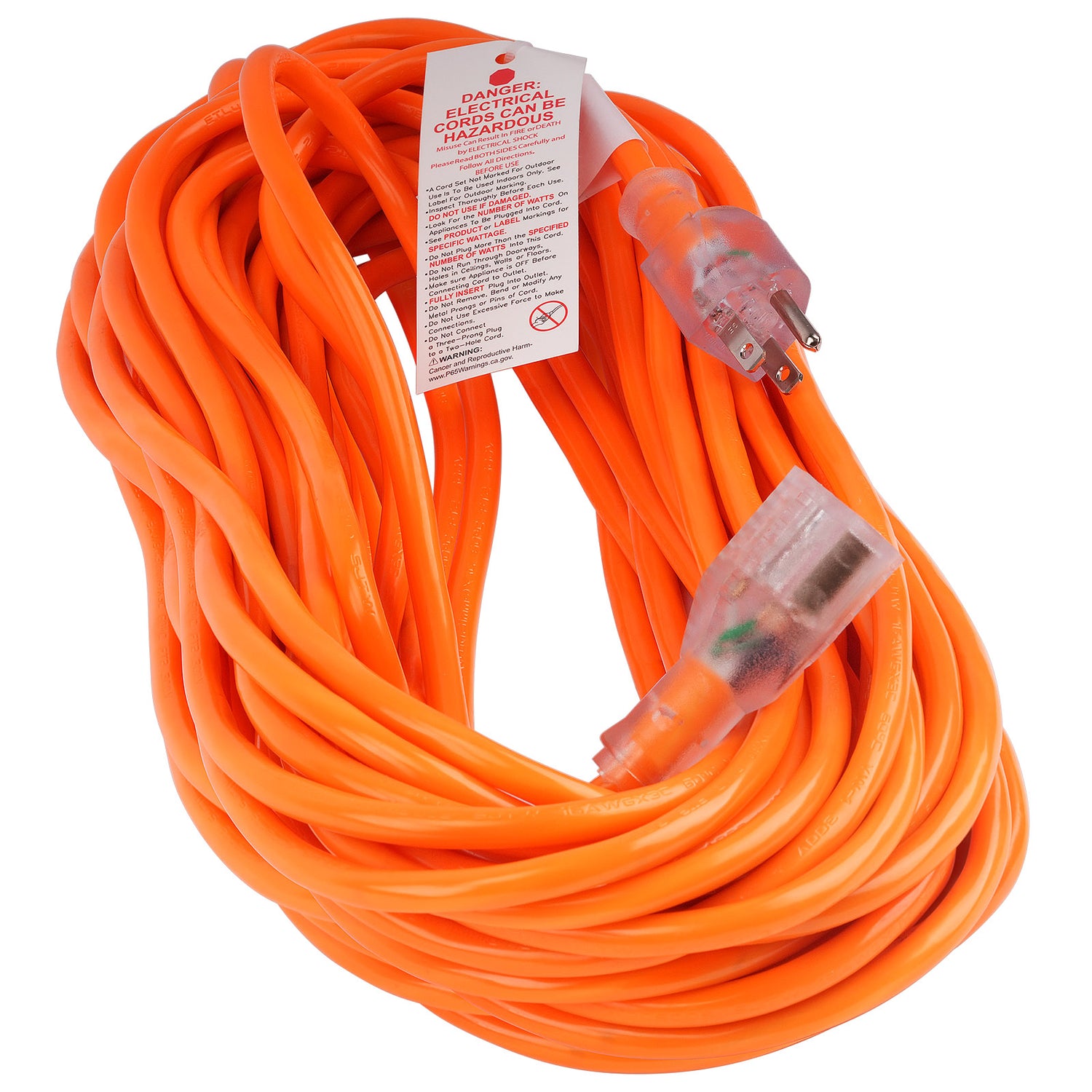 100’ Extension Cord with Power Indicator (EX-OD316-100ORG)