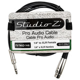 6Ft 1/4" to Female XLR Instrument Cable (FX-7M60-14-6)