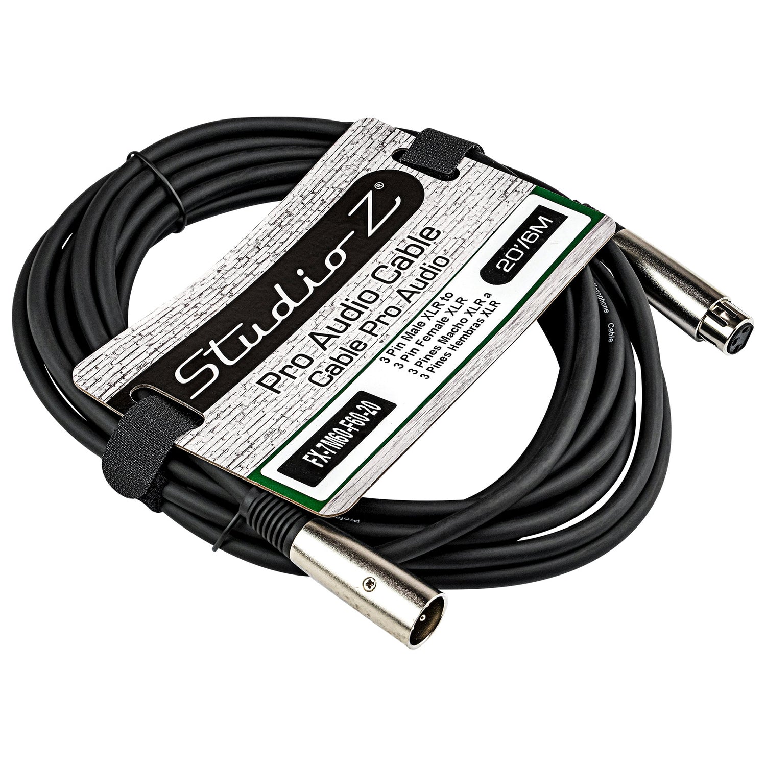 Male XLR to Female XLR Microphone Cable (FX-7M60-F60-20)