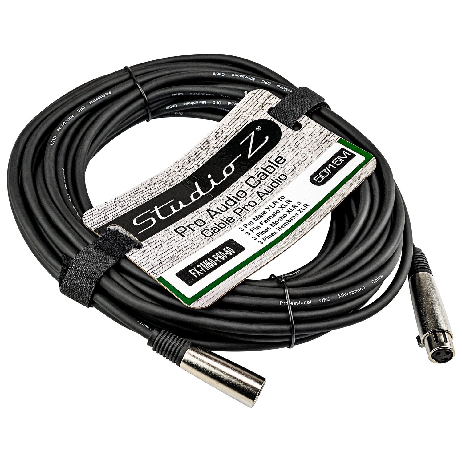 Male XLR to Female XLR Microphone Cable (FX-7M60-F60-50)