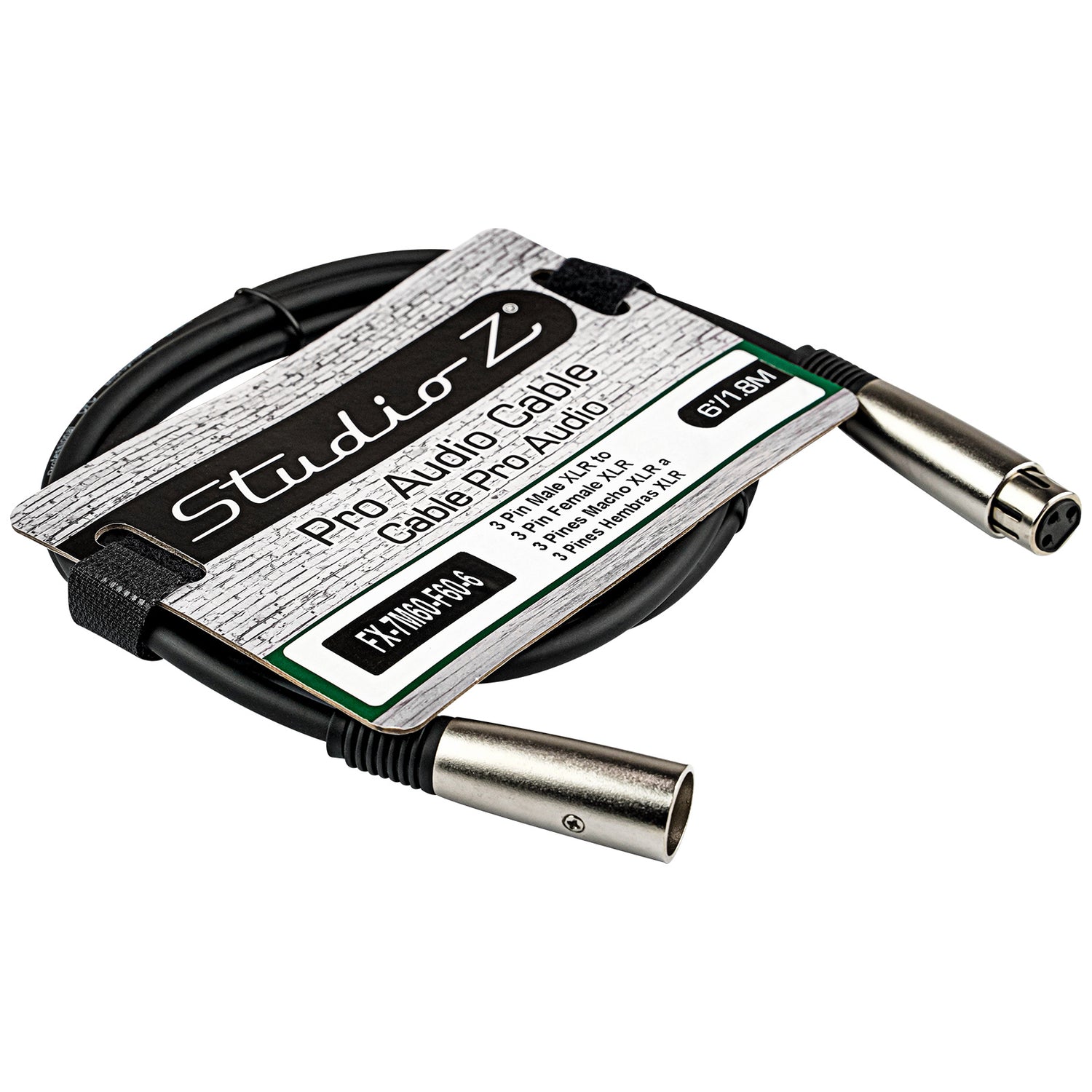 Male XLR to Female XLR Microphone Cable (FX-7M60-F60-6)