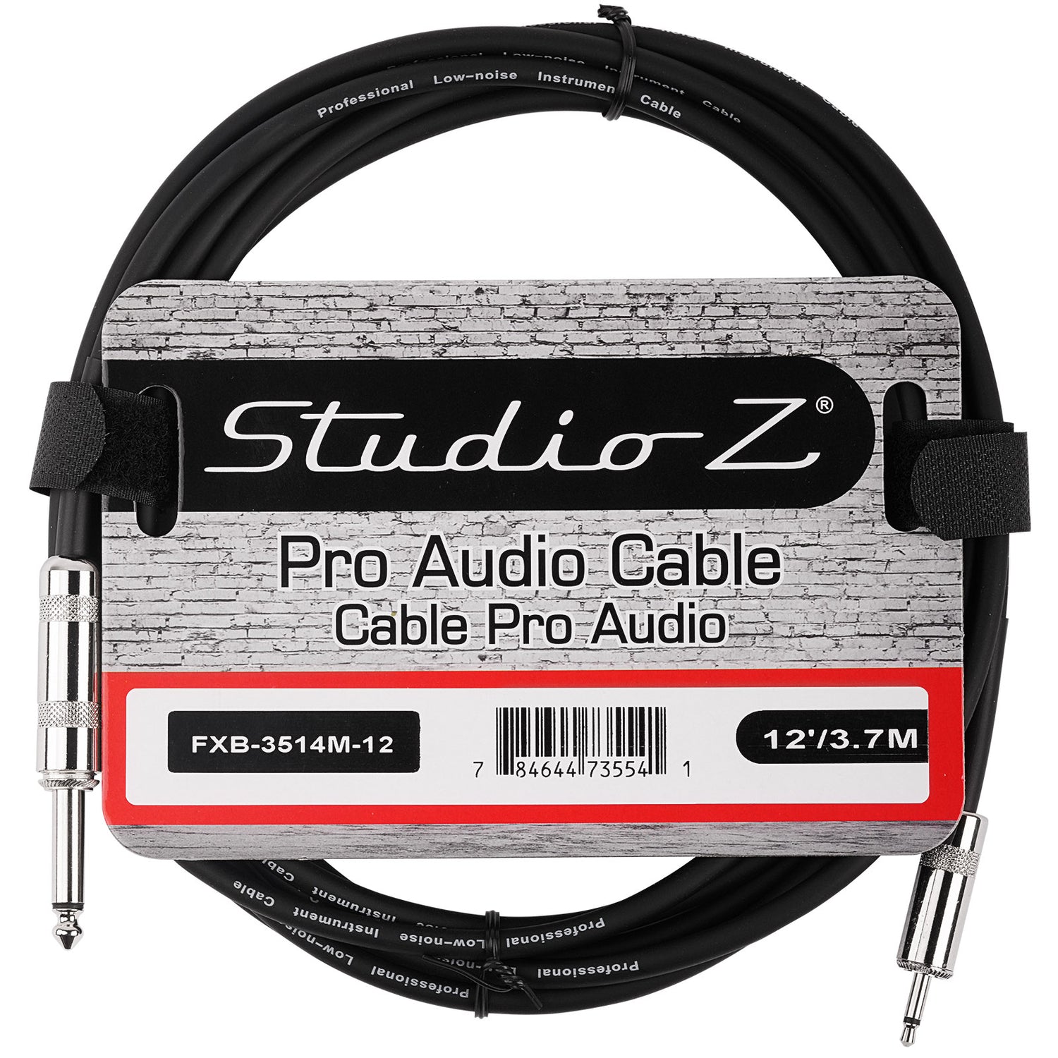 12Ft 3.5mm Plug to 1/4” Plug Accessory Cable (FXB-3514M-12)