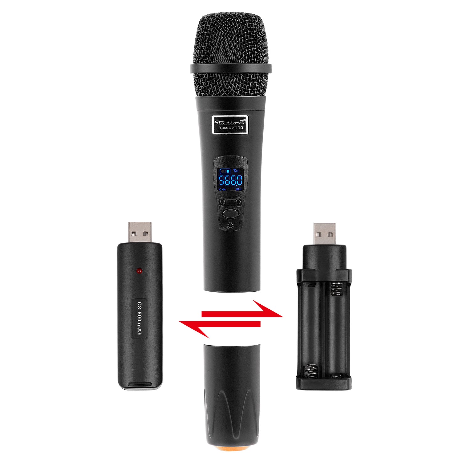 Dual Channel UHF Wireless Microphone System (GW-R2000)