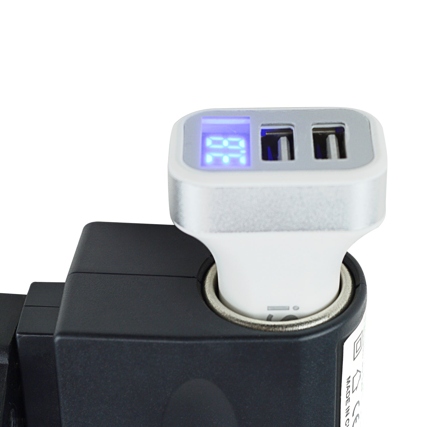 Dual USB Car Charger with LED Voltmeter (IPOWER-107D)