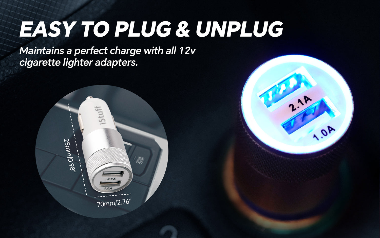 Dual USB Car Charger (IPOWER-107WSL)