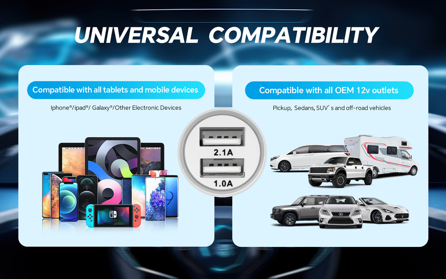 Dual USB Car Charger (IPOWER-107WSL)
