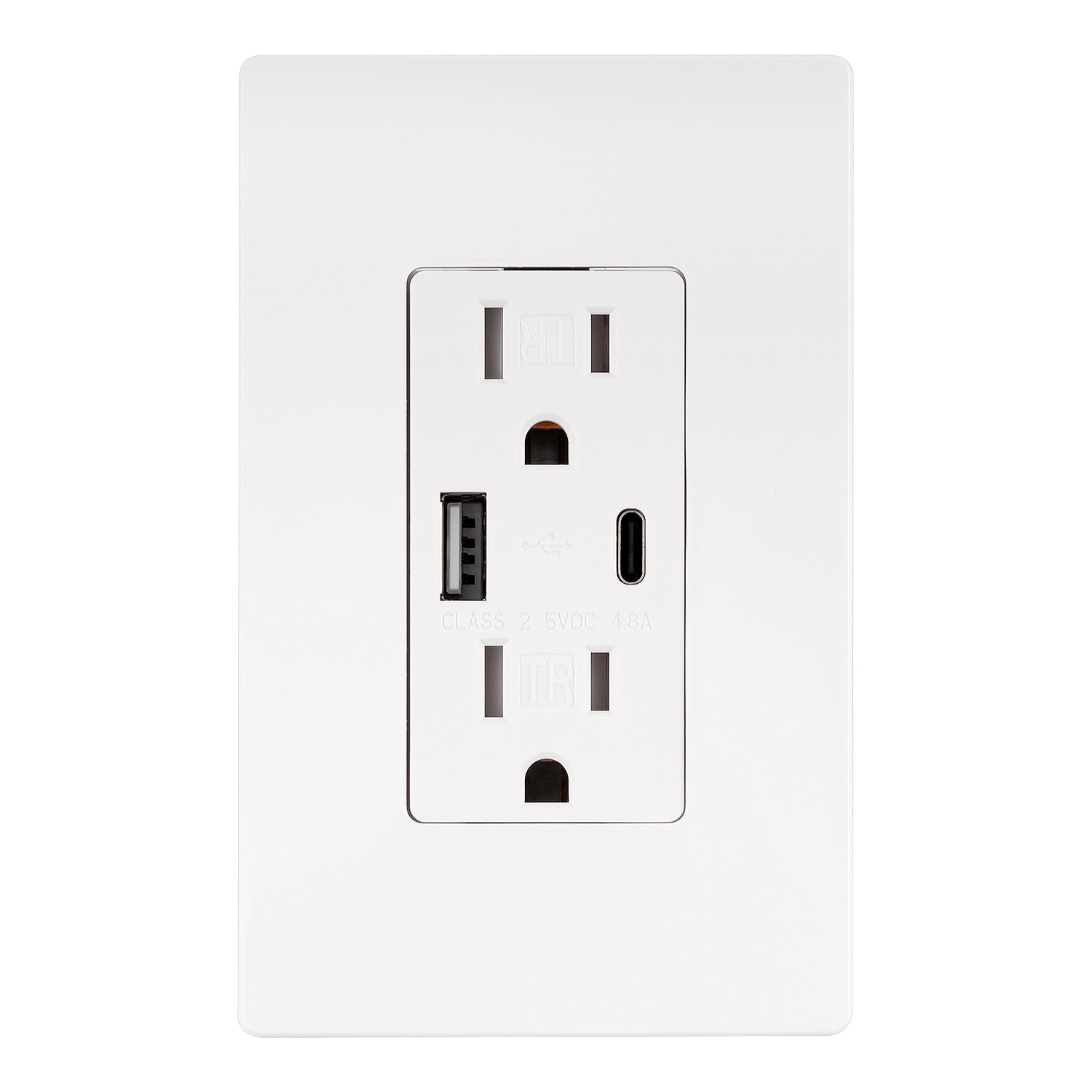 A+C USB Charger with 15A Tamper Resistant Receptacle (LD-USBC15-24W)