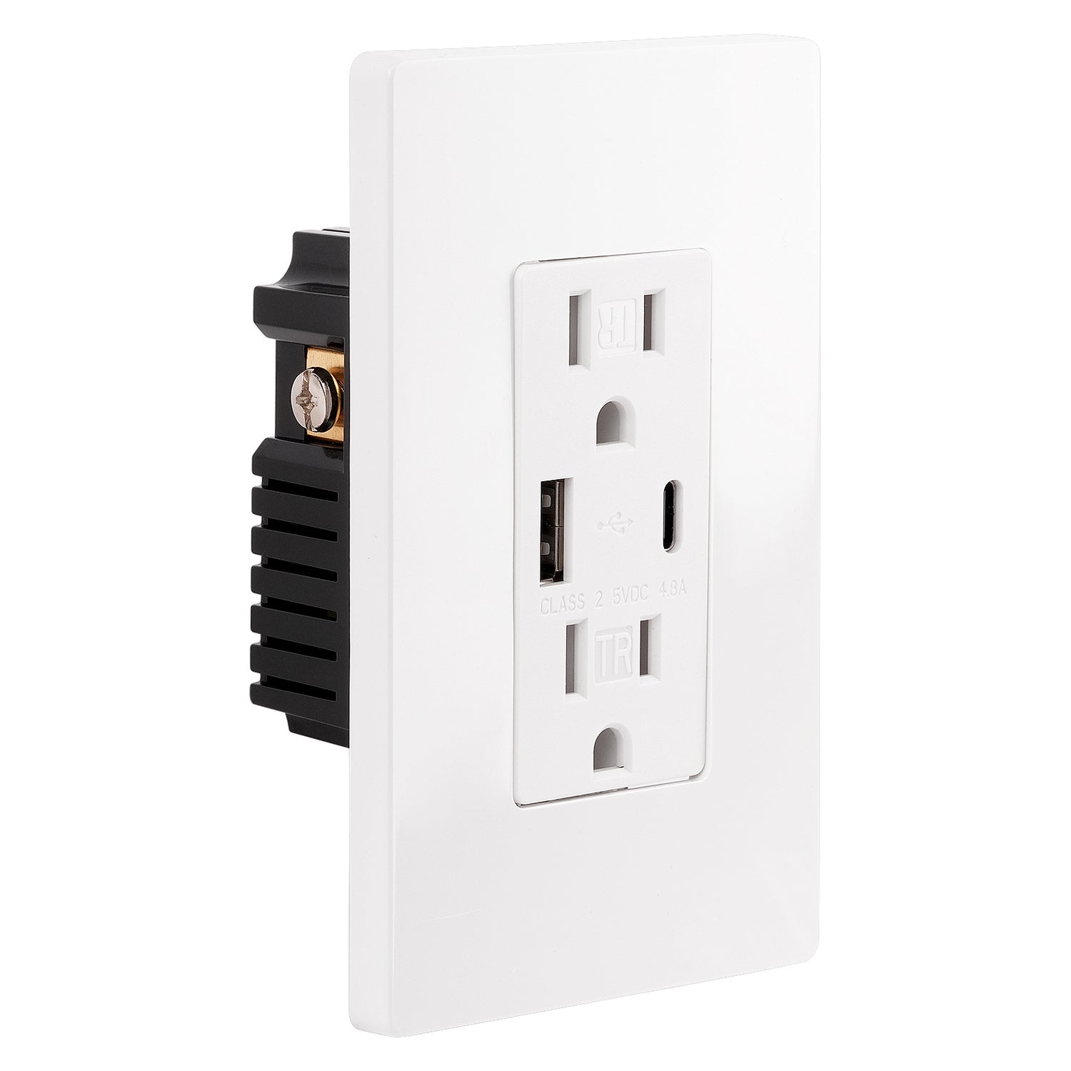 A+C USB Charger with 15A Tamper Resistant Receptacle (LD-USBC15-24W)