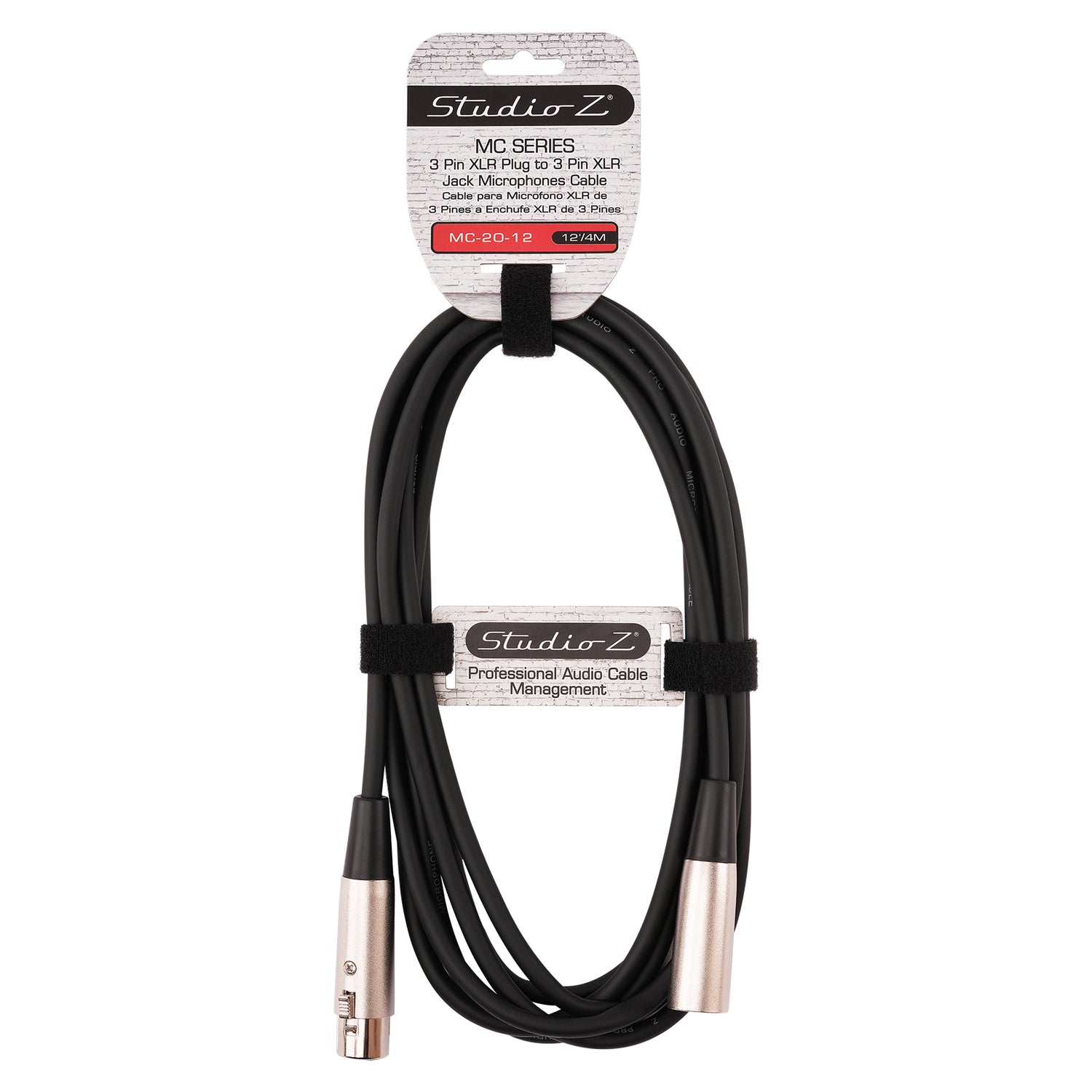 12Ft  3 Pin XLR Plug to 3 Pin XLR Jack Microphone Cable (MC-20-12)