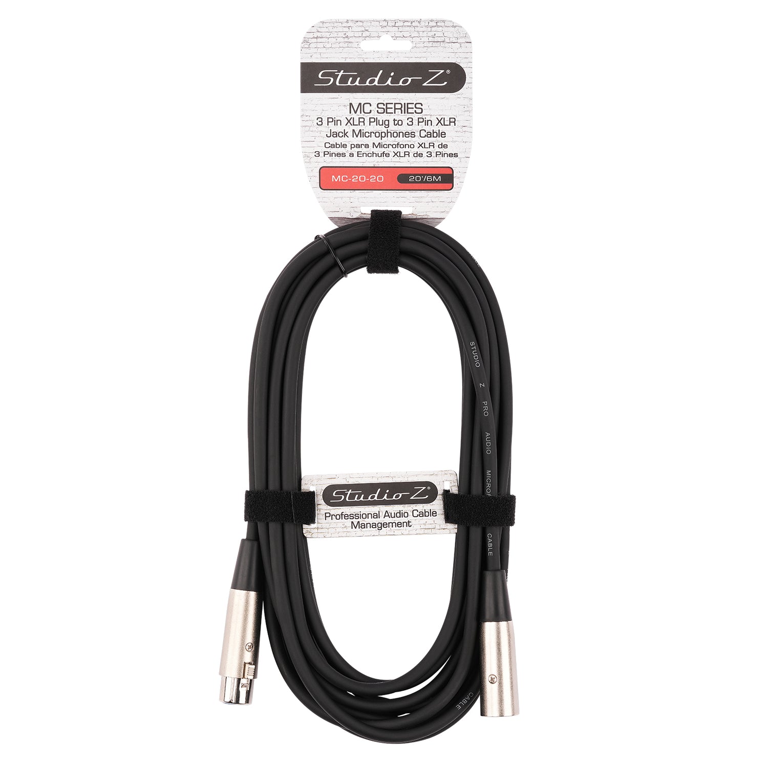 20Ft  3 Pin XLR Plug to 3 Pin XLR Jack Microphone Cable (MC-20-20)